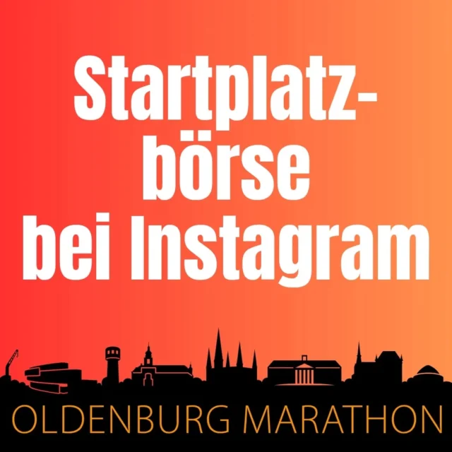 Für alle Verschnupften, Verreisten und sonstwie Verhinderten gibt es jetzt einen Channel zur Übergabe von Startplätzen. https://www.instagram.com/channel/AbYE7DN82s2lnRVx/?igsh=dmNnbjNuMzd2aXBw
oder in der Bio. 

Dann auf den kleinen Antwortpfeil unter unserer Nachricht klicken. Da stehen alle Angebote und Anfragen. Viel Glück!

Die Ummeldungen erfolgen bis zum 30.9.25 12.00 Uhr per Mail an eventservice@mikatiming.de, ansonsten am 11./12.10.25 vor Ort.
Bitte keine Mails an uns! 

Details zur Ummeldung auf unserer Homepage unter oldenburg-marathon.de/infos-fuer-laeufer