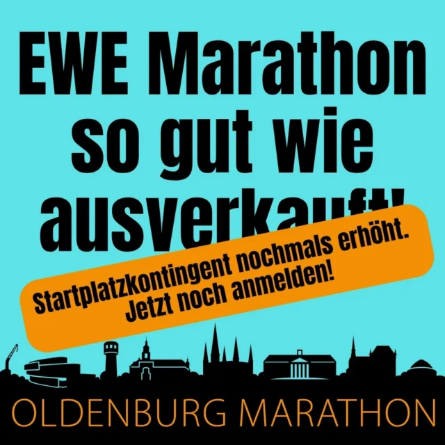 Die Nachfrage ist so groß, dass wir nochmals das Kontingent erhöhen. Wir sind superglücklich 😃 über euer Interesse an unserer Königsdisziplin. Meldet euch noch an! 💪 oldenburg-marathon.de