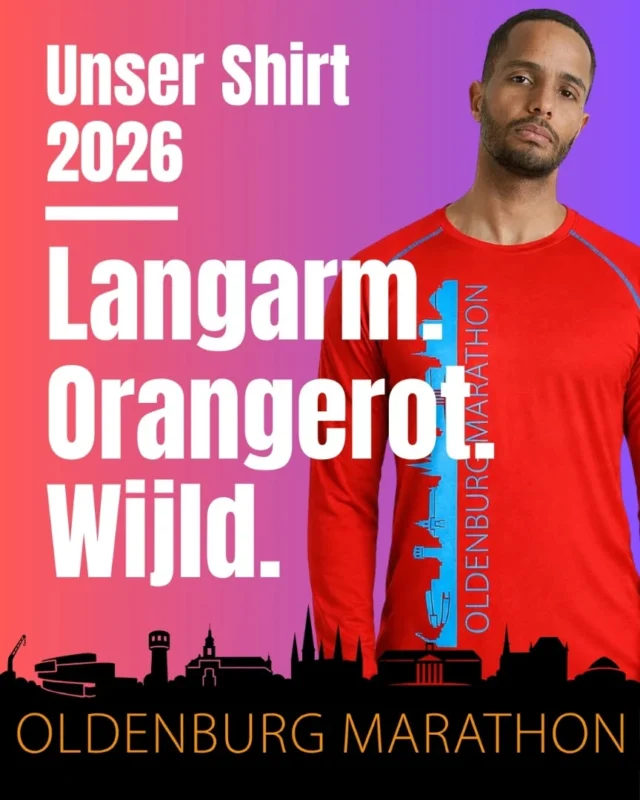 Nur bei Anmeldung: unser hochwertiges Sportshirt von Wijld mit Langarm. Nur 35 Euro. Anmeldung ab 16. Februar unter oldenburg-marathon.de. GO! 🚀